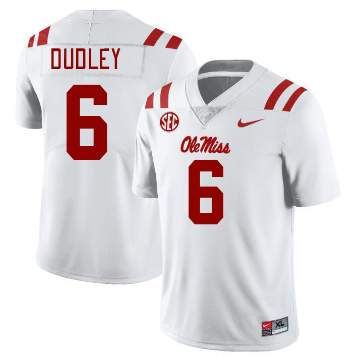 Men #6 TJ Dudley Ole Miss Rebels College Football Jerseys Stitched-White